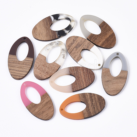 Resin & Walnut Wood Pendants X-RESI-T023-08-1