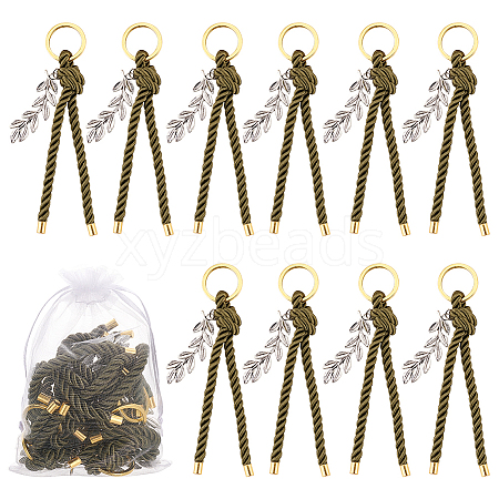 Polyester Cord First Communion Christening Keychain with Alloy Olive Branch for Baptism Favors Gift KEYC-AB00032-1