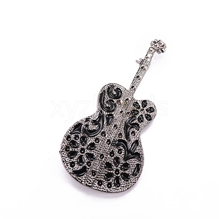 Guitar Alloy Black Enamel Pins Brooch PW-WG6D5E1-01-1