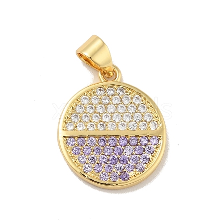 Brass Micro Pave Cubic Zirconia Pendants KK-B059-35G-D-1