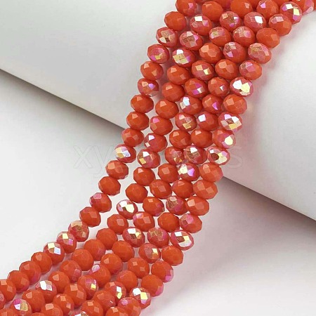 Electroplate Opaque Solid Color Glass Beads Strands EGLA-A034-P8mm-L03-1