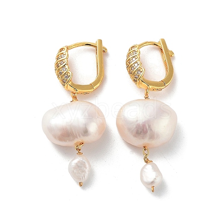 Potato Natural Pearl Hoop Earrings for Women EJEW-E303-38G-1