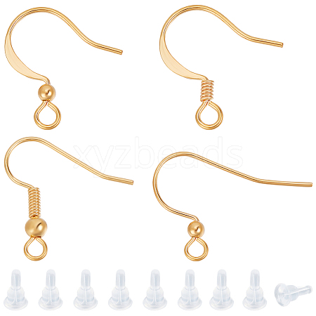 Beebeecraft 48Pcs 4 Styles Brass French Hooks with Coil and Ball KK-BBC0007-52-1