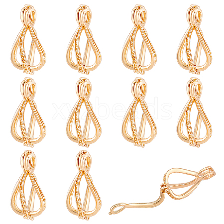 12Pcs Brass Bead Cage Pendants KK-PH0010-48-1