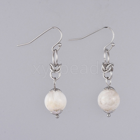 Natural White Moonstone Dangle Earrings EJEW-JE03934-05-1