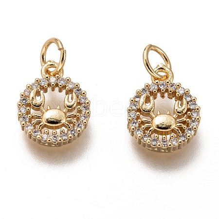 Brass Micro Pave Clear Cubic Zirconia Charms ZIRC-C020-64G-1