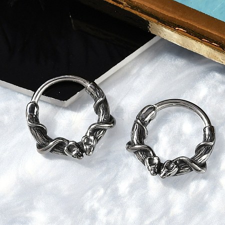 Snake 316 Surgical Stainless Steel Hoop Earrings EJEW-G416-20AS-1