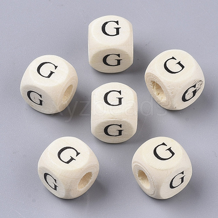 Printed Natural Wood Beads WOOD-T026-001G-1