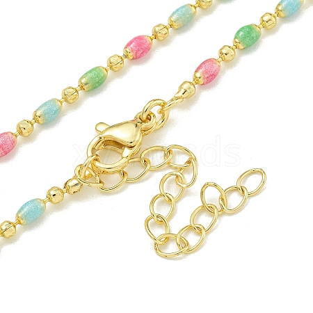 Brass Enamel Column Link Chain Necklaces NJEW-H039-09A-01G-1