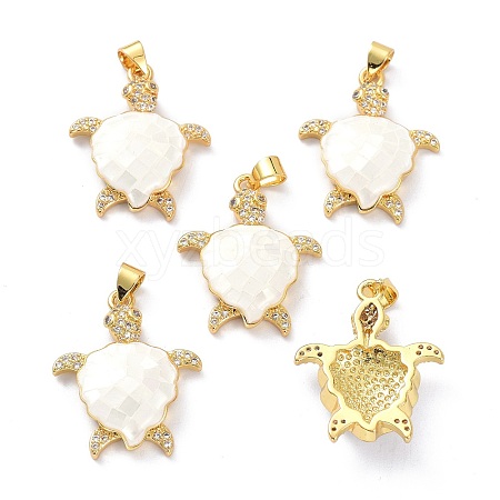 Real 18K Gold Plated Brass Micro Pave Clear Cubic Zirconia Pendants X-KK-D004-05G-D-1