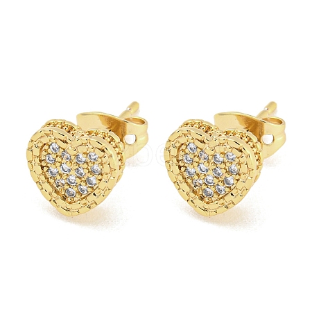 Brass Micro Pave Cubic Zirconia Ear Studs EJEW-P261-27B-G-1