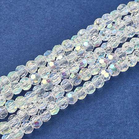 Faceted(32 Facets) Glass Beads Strands Round X-GF4mmC28-AB-1