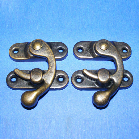 Iron Wooden Box Lock Catch Clasps IFIN-R203-92AB-1