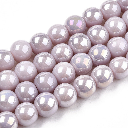 Electroplate Opaque Glass Beads Strands GLAA-T032-P8mm-AB07-1