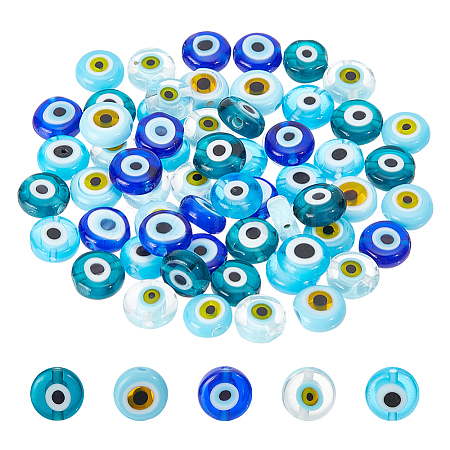  60pcs 5 colors Handmade Evil Eye Lampwork Beads LAMP-NB0001-87-1