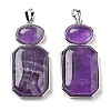 Natural Amethyst Human Body Shaped Pendants G-P552-03P-01-1