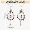 Natural Amethyst Chips Beaded Big Teardrop Dangle Earrings EJEW-SW00016-03-2