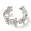 Rack Plating Brass Flower Open Cuff Rings for Women RJEW-S242-01P-A-2