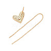 Real 18K Gold Plated Heart with Long Tassel Stud Earrings EJEW-S199-23G-NF-4