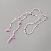 Polyester & Resin Link Chain Rosary Bead Necklaces NJEW-WH0020-72B-3