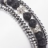 3Pcs 3 Style Natural Lava Rock & Synthetic Hematite Stretch Bracelets Set BJEW-JB08692-7