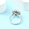 Flower Rotatable Open Cuff Rings for Women RJEW-G333-01B-2