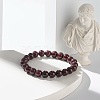 Natural Garnet & Lava Rock Round Beads Stretch Bracelets Set BJEW-JB06982-01-7