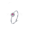 Flower Rhodium Plated 925 Sterling Silver Micro Pave Cubic Zirconia Finger Rings WGB6ED8-04-2