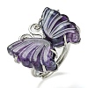 Butterfly Natural Fluorite Adjustable Rings G-P547-06P-2