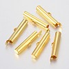 Brass Slide On End Clasp Tubes X-KK-P031-12G-2