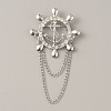 Naval Style Helm & Anchor Rhinestone Brooch for Men Women JEWB-WH0030-01P-1