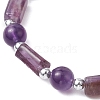 Natural Amethyst Round Beaded Stretch Bracelets BJEW-JB11137-01-3