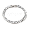 304 Stainlessa Steel Pave Clear Cubic Zirconia Rectangle Link Chain Bracelets for Women BJEW-Z066-01P-03-1