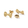 Ion Plating(IP) 304 Stainless Steel Grooved Bowknot Stud Earrings for Women EJEW-I285-05G-2