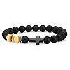 Bohemian Tiger Eye Stone Bracelet Cross Natural Stone Beads Vintage Matte Bead Bracelet ZU3790-1-1