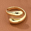 Brass Teardrop Open Cuff Ring for Women RJEW-M148-03G-2