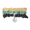 3Pcs 3 Styles Natural Citrine & Green Aventurine & Synthetic Blue Goldstone Chips Stretch Bracelets Sets BJEW-JB11076-08-1