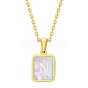 Shell Rectangle Pendant Initial Necklaces PW-WGEBFCF-14-1