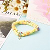 5Pcs 5 Style Handmade Polymer Clay Stretch & Brass Beaded & Alloy Link Chain Bracelets Set BJEW-SZ0001-66B-4