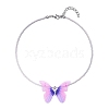 Boho Glass Seed Beaded Butterfly Pendant Necklaces PW-WG062E1-03-1