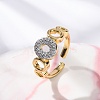 Brass Micro Pave Clear Cubic Zirconia Cuff Finger Rings for Women RJEW-C116-08G-2