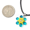 Glass Rhinestone & Glass Seed Beads Beaded Flower Pendant Necklaces NJEW-MZ00078-05-3