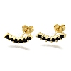 Black Cubic Zirconia Curved Bar Stud Earrings EJEW-G297-14G-2