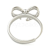 Bowknot Brass Adjustable Rings for Women RJEW-M016-09P-4