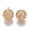 Brass Cubic Zirconia Filigree Charms KK-T038-391G-2