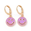 Hollow Out Smiling Face Enamel Hoop Earrings for Women EJEW-G304-01KCG-04-1