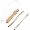 Wood Handle Brass Punch Embroidery Needle Pen & Easy Automatic Threader Set DIY-WH0453-88C-1