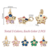 10Pcs 5 Colors Brass Clear Cubic Zirconia Pendants ZIRC-PH0001-49-2