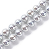 UV Plating Pearlized Glass Pearl Beads Strands GLAA-F128-01A-T12-1