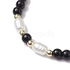 2Pcs 2 Colors Round Acrylic & Imitation Pearl Beaded Stretch Bracelets BJEW-JB10343-5